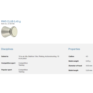 RWS club 4,5mm 0,45g (500)
