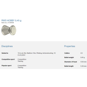 RWS Hobby 4,5mm 0,45g (500)