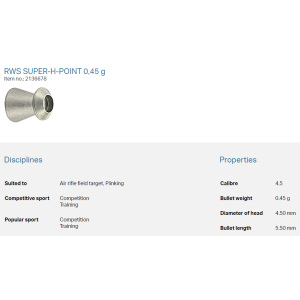 RWS Super H Point 4,5mm 0,45g (500)